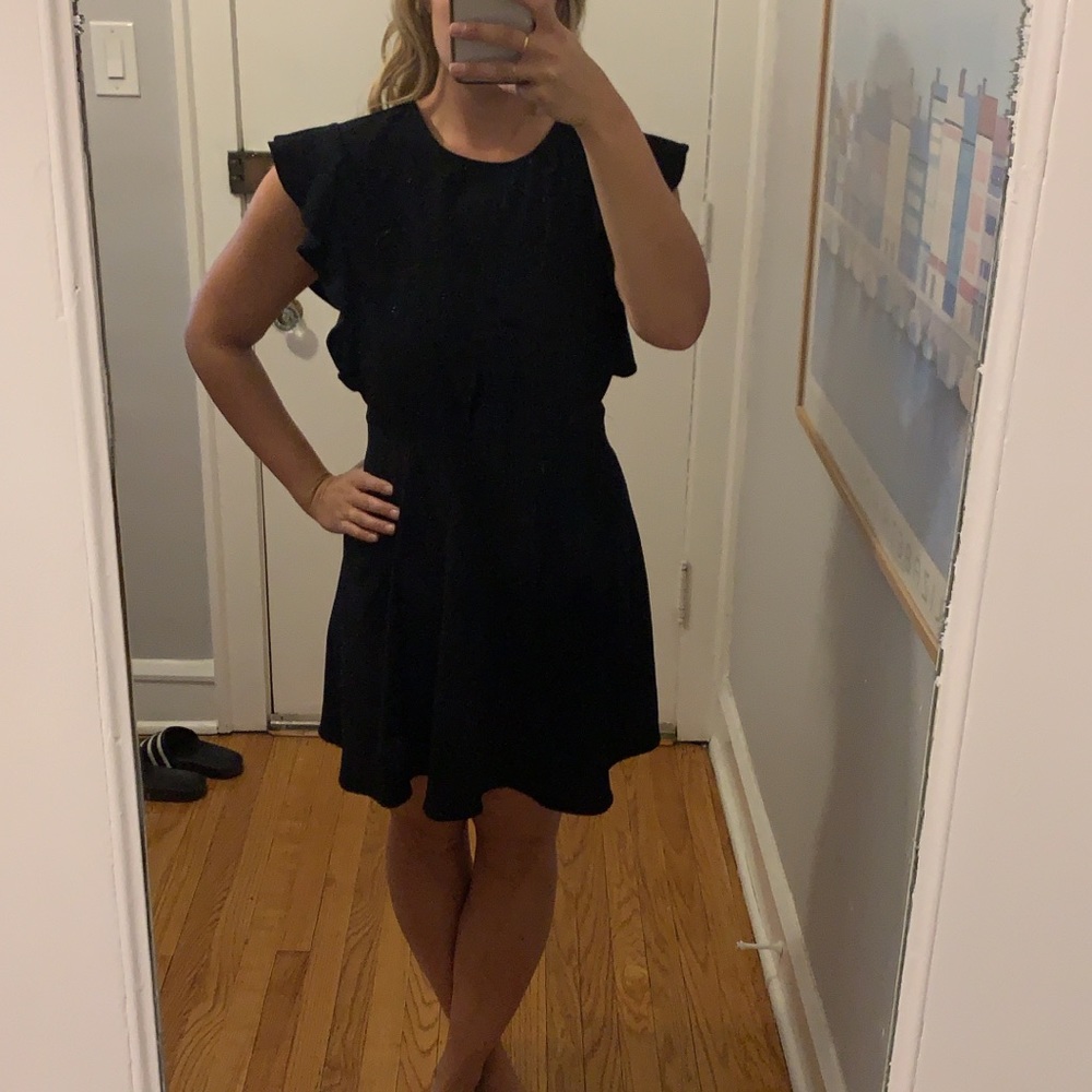 Black flutter sleeve dress